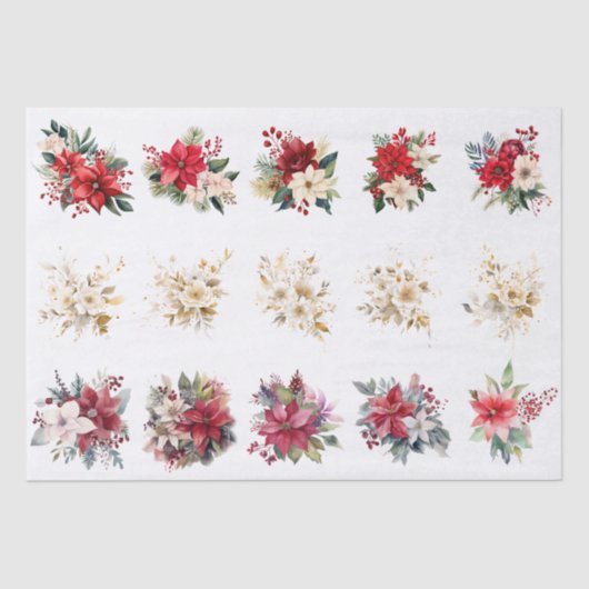 Decorative Christmas Florals For Shell Decoupage Seidenpapier (Vorderseite)
