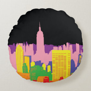 Decorative city skyline background urban buildings rundes kissen