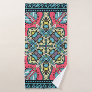 Decorative colorful ornament on a black background badehandtuch