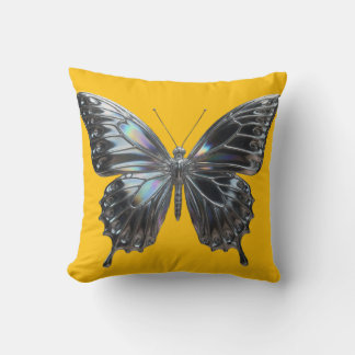 Decorative cushion with elegant silver butterfly  kissen