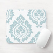 Decorative Damask Art I Duck Egg Blue on White Mousepad (Mit Mouse)