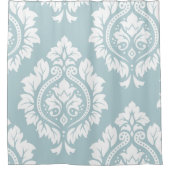 Decorative Damask Art I White on Duck Egg Blue Duschvorhang (Vorderseite)