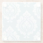 Decorative Damask Art I White on Duck Egg Blue Glasuntersetzer (Rückseite)