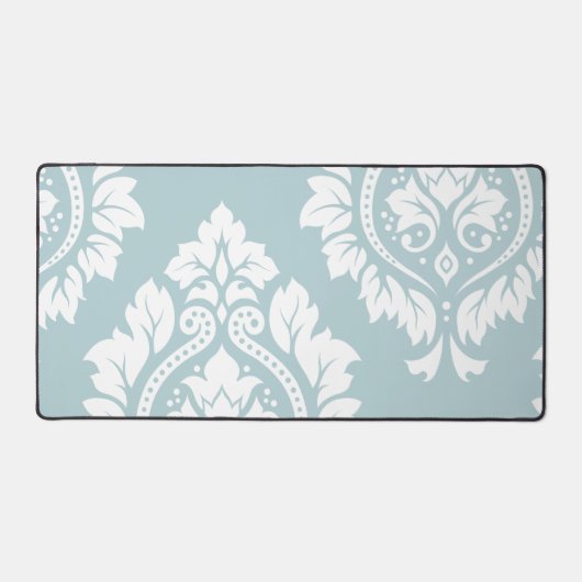 Decorative Damask Art I White on Duck Egg Blue Schreibtischunterlage (Vorderseite)