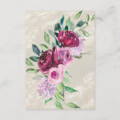 Decorative Dove Gray, Wine & rosa Rosen Hochzeit Begleitkarte (Rückseite)