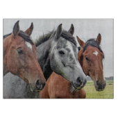 Decorative Drei Pferdeköpfe Glasschneidebrett Schneidebrett (Vorderseite)