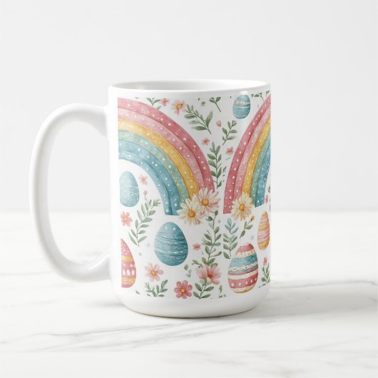 Decorative Easter Eggs Pastel Spring Rainbow Theme Kaffeetasse (Links)