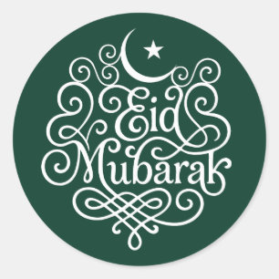 Decorative Eid Mubarak Calligrafy Art Runder Aufkleber