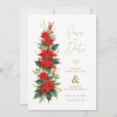Decorative & Elaborate Elegant Poinsettias Garland Save The Date (Vorderseite)
