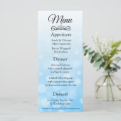 Decorative Elegant Blue Bokeh Wedding Menu Card Menükarte (Stehend Vorderseite)