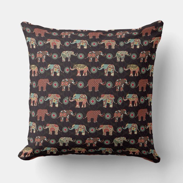 Decorative Elephant Pattern Pillow Cover Kissen (Vorderseite)