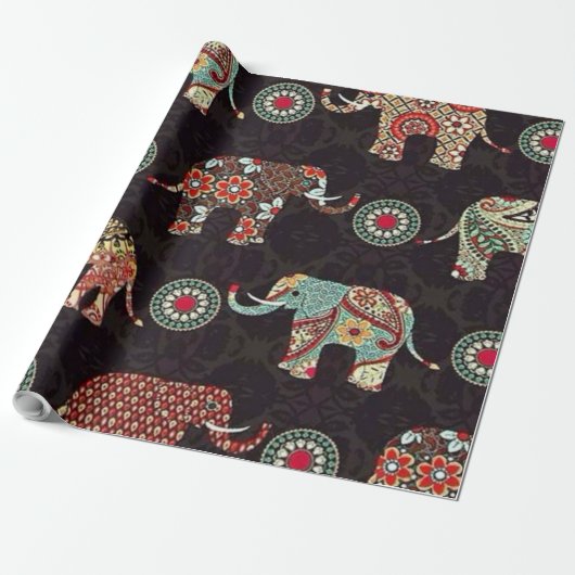 Decorative Elephant Pattern Wrapping Paper Geschenkpapier (Ungerollt)