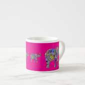 Decorative Elephants on Fuchsia Espresso Mug Espressotasse (Vorderseite Rechts)