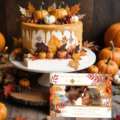 Decorative Fall Foliage & Flowers Photo Wedding  Save The Date