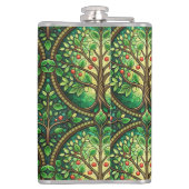 Decorative flask featuring a vibrant tree design  flachmann (Rückseite)