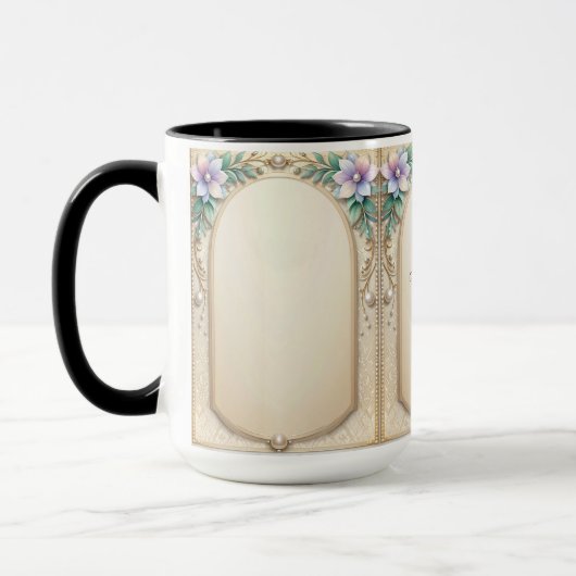Decorative Floral Frame Mug Tasse (Links)