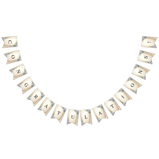 Decorative Floral Frame with Pearls Bunting Flag Wimpelkette (Alle)