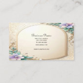Decorative Floral Frame with Pearls Business Card Visitenkarte (Rückseite)