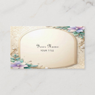 Decorative Floral Frame with Pearls Business Card Visitenkarte