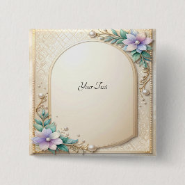 Decorative Floral Frame with Pearls Button