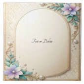 Decorative Floral Frame with Pearls Ceramic Tile Fliese (Vorderseite)