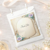 Decorative Floral Frame with Pearls Favor Bag Geschenktütchen (Ausgeschnitten)