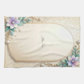 Decorative Floral Frame with Pearls Kitchen Towel Geschirrtuch (Horizontal)