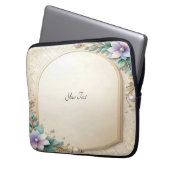 Decorative Floral Frame with Pearls Laptop Sleeve (Vorderseite Links)