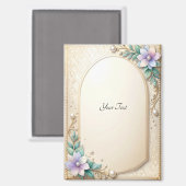 Decorative Floral Frame with Pearls Magnet (Vorderseite/Rückseite)