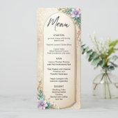 Decorative Floral Frame with Pearls Menu Menükarte (Stehend Vorderseite)