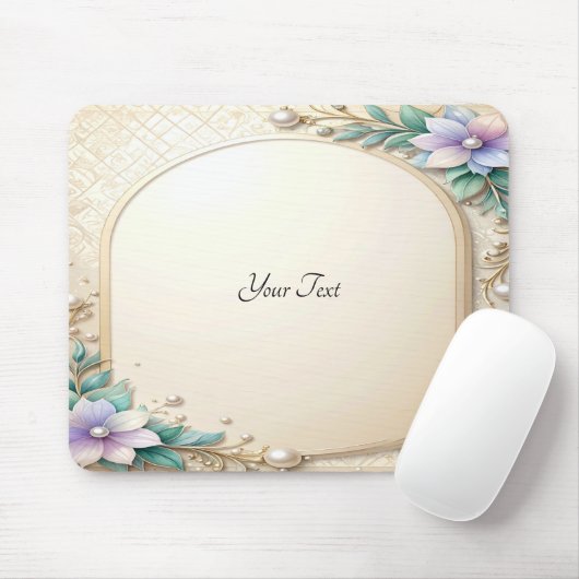 Decorative Floral Frame with Pearls Mousepad (Mit Mouse)