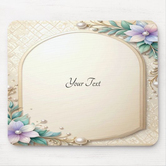 Decorative Floral Frame with Pearls Mousepad (Vorne)