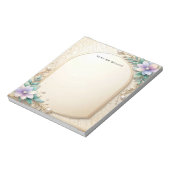 Decorative Floral Frame with Pearls Notepad Notizblock (Rotiert)
