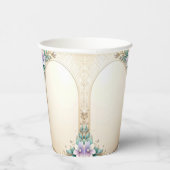 Decorative Floral Frame with Pearls Paper Cups Pappbecher (Rechts)