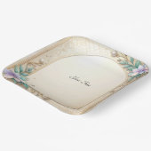 Decorative Floral Frame with Pearls Paper Plate Pappteller (Gewinkelt)