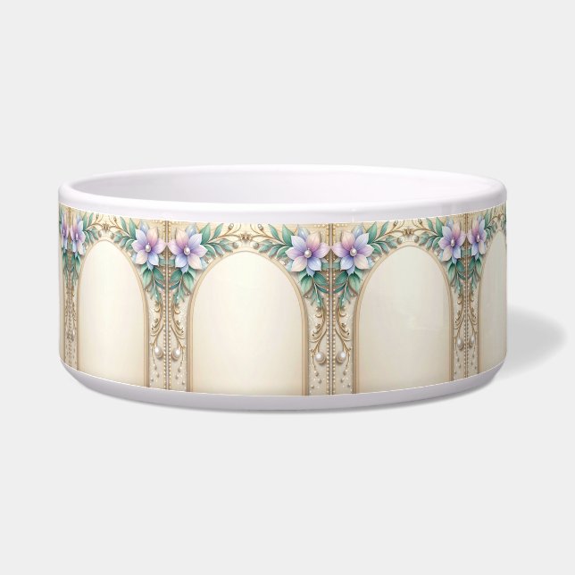 Decorative Floral Frame with Pearls Pet Bowl Napf (Links)