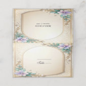 Decorative Floral Frame with Pearls Place Card Platzkarte (Außenseite Aufgefaltet)