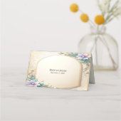 Decorative Floral Frame with Pearls Place Card Platzkarte (Rückseite)