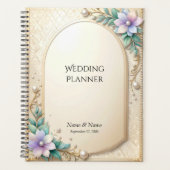 Decorative Floral Frame with Pearls Planner Planer (Vorderseite)