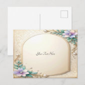 Decorative Floral Frame with Pearls Postcard Postkarte (Vorne/Hinten)
