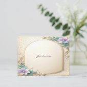 Decorative Floral Frame with Pearls Postcard Postkarte (Stehend Vorderseite)