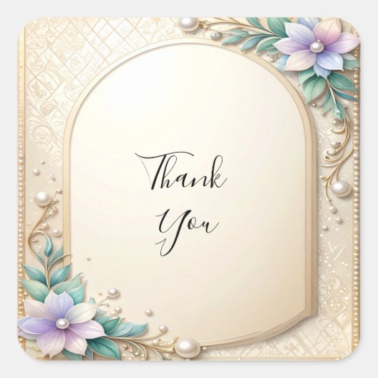 Decorative Floral Frame with Pearls Sticker (Vorderseite)