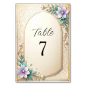 Decorative Floral Frame with Pearls Table Number Tischnummer (Rückseite)