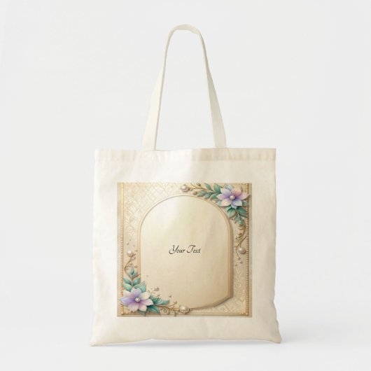 Decorative Floral Frame with Pearls Tote Bag Tragetasche (Vorne)