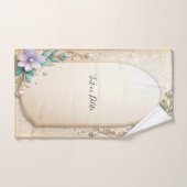 Decorative Floral Frame with Pearls Towel Set (Handtuch)