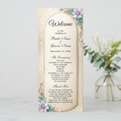 Decorative Floral Frame with Pearls Wedding  Programm (Stehend Vorderseite)