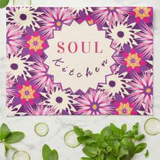 Decorative Floral pattern Pink Purple Astra Modern Geschirrtuch