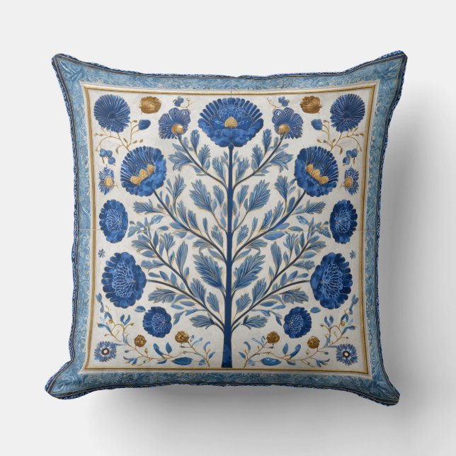 Decorative Floral & Tree Throw Pillow Kissen (Vorderseite)