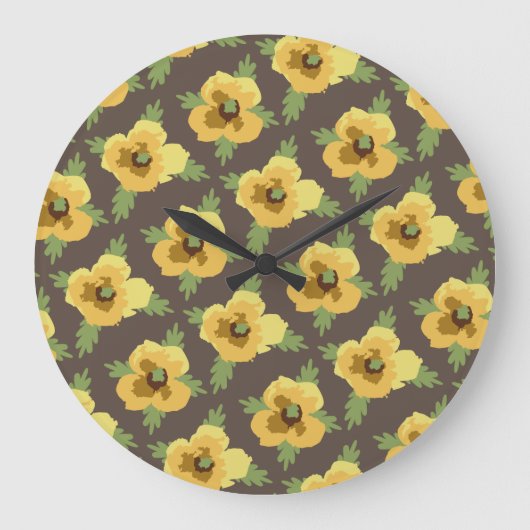 Decorative Flowers Große Wanduhr (Vorderseite)