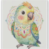 Decorative Folk‑Art Parrot Illustration  Aufkleber (Vorderseite)